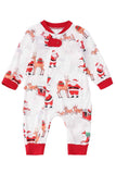 White Printed Round Neck Family Christmas Pajamas Sets