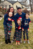 Navy Long Sleeve Printed Matching Family Pajamas