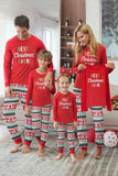 Red Christmas Printed Long Sleeve Matching Family Pajamas