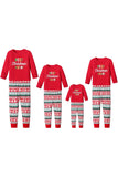 Red Christmas Printed Long Sleeve Matching Family Pajamas