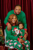 Dark Green Santa Claus Printed Christmas Family Matching Pajamas