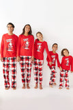 Red Plaid Snowman Print Christmas Family Matching Pajamas Set