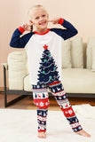 2 Piece Green Round Neck Christmas Tree Printed Family Pajama Sets
