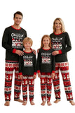 Black Red Snowman Fair Isle Pattern Round Neck Family Pajama Sets