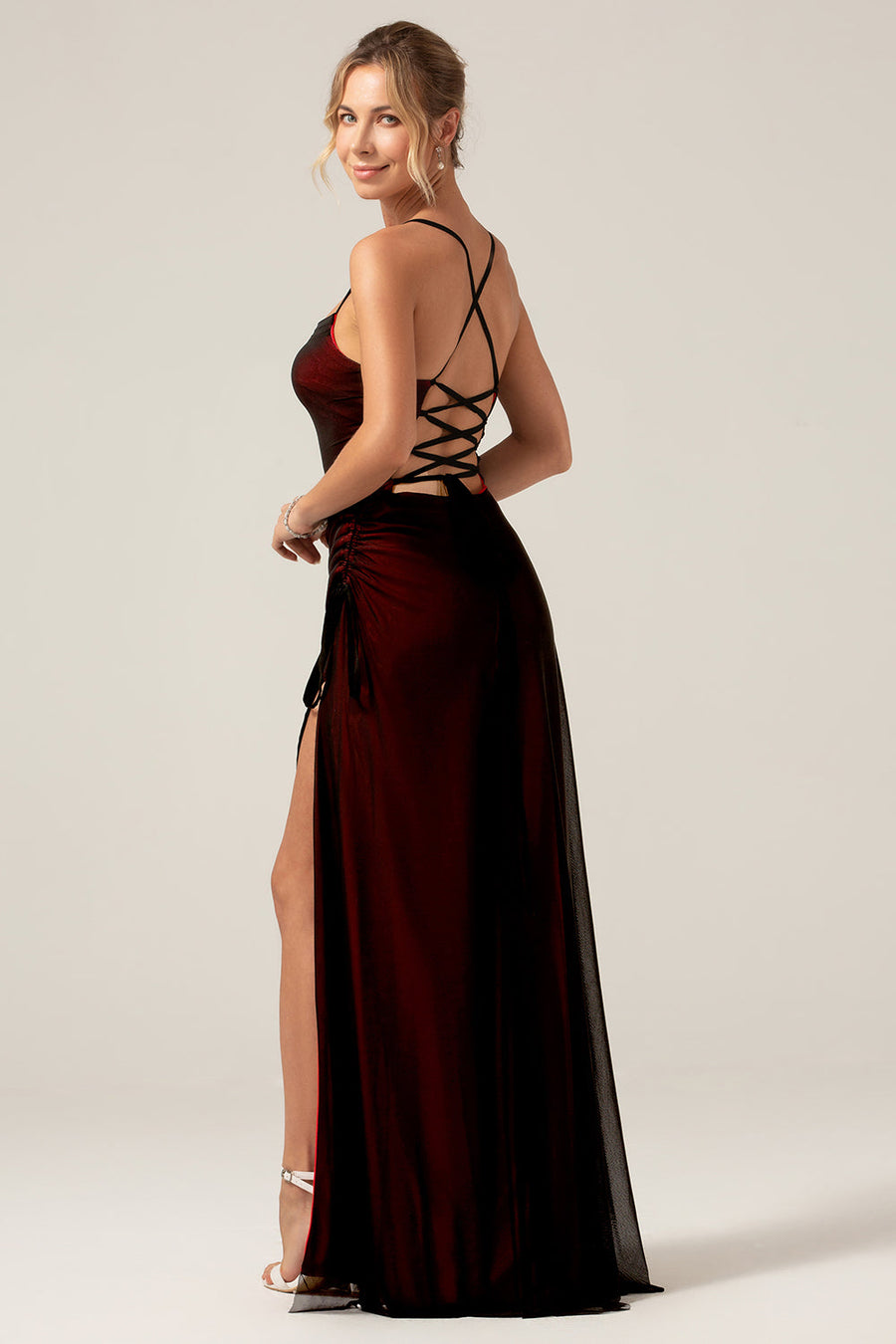 black red spaghetti straps mermaid bridesmaid dress with beading Zapaka Women Sparkly Long Lace-Up Back Formal Dress – ZAPAKA AU Size:35 formal galas For Professional Sleeveless Floral Beaded Embroidery