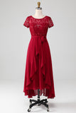 Sparkly Burgundy A-Line Sequin Choir Dress with Ruffles