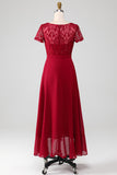 Sparkly Burgundy A-Line Sequin Choir Dress with Ruffles