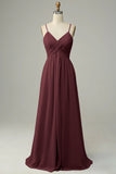 Spaghetti Straps Sleeveless Dusty Sage Bridesmaid Dress