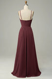 Spaghetti Straps Sleeveless Dusty Sage Bridesmaid Dress