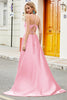 Load image into Gallery viewer, Fuchsia A Line Spaghetti Straps Long Formal Dress with Appliques