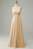 Desert Rose Spaghetti Straps Sleeveless Bridesmaid Dress