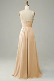 Desert Rose Spaghetti Straps Sleeveless Bridesmaid Dress