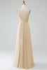 Load image into Gallery viewer, A-Line Desert Rose Spaghetti Straps Pleated Chiffon Long Bridesmaid Dress