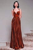 Black A-Line Velvet Long Formal Dress