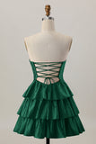 Orange Strapless Tiered A Line Cut Out Homecoming Dress with Beading