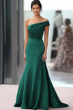 Coffee One Shoulder Mermaid Ruched Long Formal Dress