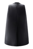 White Satin Bodycon Peak Lapel Mini Work Dress with Cape