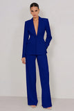 2 Piece Ivory Peaked Lapel Women's Business Suits with Pockets