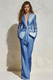 White 2 Pieces Notched Lapel Ruched Tuxedo with Sash