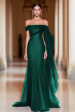 Cabernet Off the Shoulder Mermaid Tulle Long Military Ball Dress