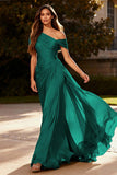 Dusty Sage Chiffon One Shoulder Pleated Long Formal Dress