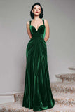 Burgundy Sheath Velvet Long Formal Dress