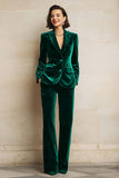 2 Piece Plum Velvet Peak Lapel Single Breasted Women's Suits