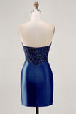 Sparkly Fuchsia Corset Bodycon Short Cocktail Dress with Beading