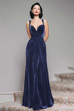 Burgundy Sheath Velvet Long Formal Dress