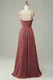 Desert Rose Spaghetti Straps Sleeveless Bridesmaid Dress