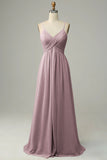 Desert Rose Spaghetti Straps Sleeveless Bridesmaid Dress