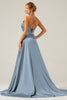 Load image into Gallery viewer, Royal Blue A Line Spaghetti Straps Satin Formal Dress with Slit