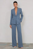 2 Piece Ivory Peaked Lapel Women's Business Suits with Pockets
