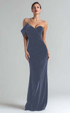 Dark Green Sheath Velvet One Shoulder Long Formal Dress