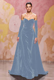 Dark Red Sweetheart Velvet A Line Long Formal Dress