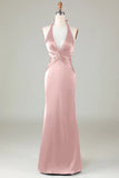 Mermaid Halter Dark Green Bridesmaid Dress