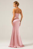 Dusty Sage Spaghetti Straps Mermaid Satin Long Formal Dress