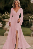 Dark Grey Mermaid Wrap Long Sleeves Ruffled Chiffon Long Mother of the Bride Dress