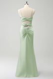 Terracotta Mermaid Spaghetti Straps Hollow Out Bridesmaid Dress