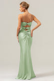 Terracotta Mermaid Spaghetti Straps Hollow Out Twist Front Bridesmaid Dress