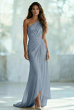 Ivory Sheath One Shoulder Ruched Long Formal Dress