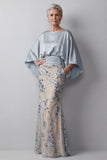 Champagne Sequin Long Sleeve Mermaid Mother Of Bride Dress