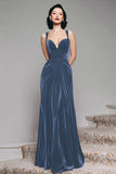 Burgundy Sheath Velvet Long Formal Dress