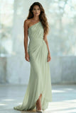 Ivory Sheath One Shoulder Ruched Long Formal Dress