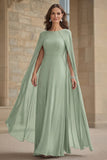 Navy Mermaid Chiffon Long Mother of the Bride Dress with Cape