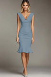 White Satin V-Neck Bodycon Short Graduation Dress