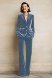 2 Piece Plum Velvet Peak Lapel Single Breasted Women's Suits