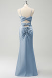 Terracotta Mermaid Spaghetti Straps Hollow Out Bridesmaid Dress