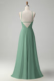 Halter A-Line Terracotta Cut Out Long Bridesmaid Dress with Flower