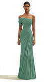 Mermaid Red One Shoulder Pleated Long Formal Dress